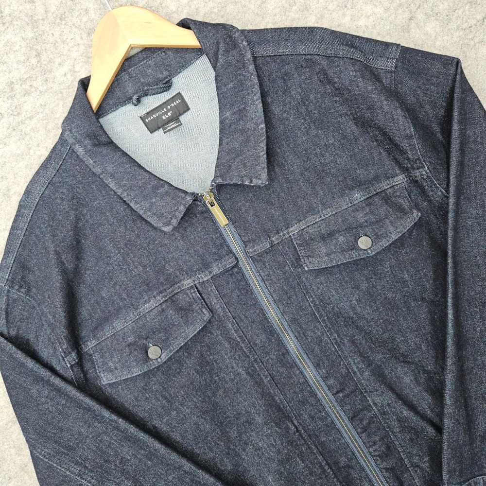 NEW Shaquille O'Neal Denim Jacket Men's Dark Blue 4XL Comfort Stretch Full Zip